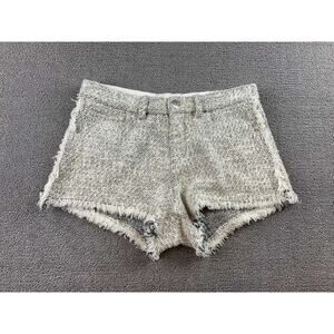 IRO Shorts Women FR 38/US 6 Gray Textured‎ Boucle Tweed Frayed Hem Cutoff Raw